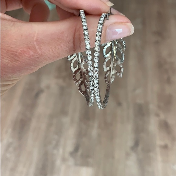 cZ rhinestone hoop earrings - Picture 3 of 5